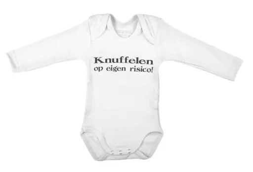 Romper Lange Mouw 'Knuffelen op eigen risico' | Wit